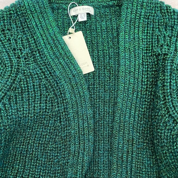 See U Soon Open Cardigan Bright Green With Lurex - Picture 2 of 6